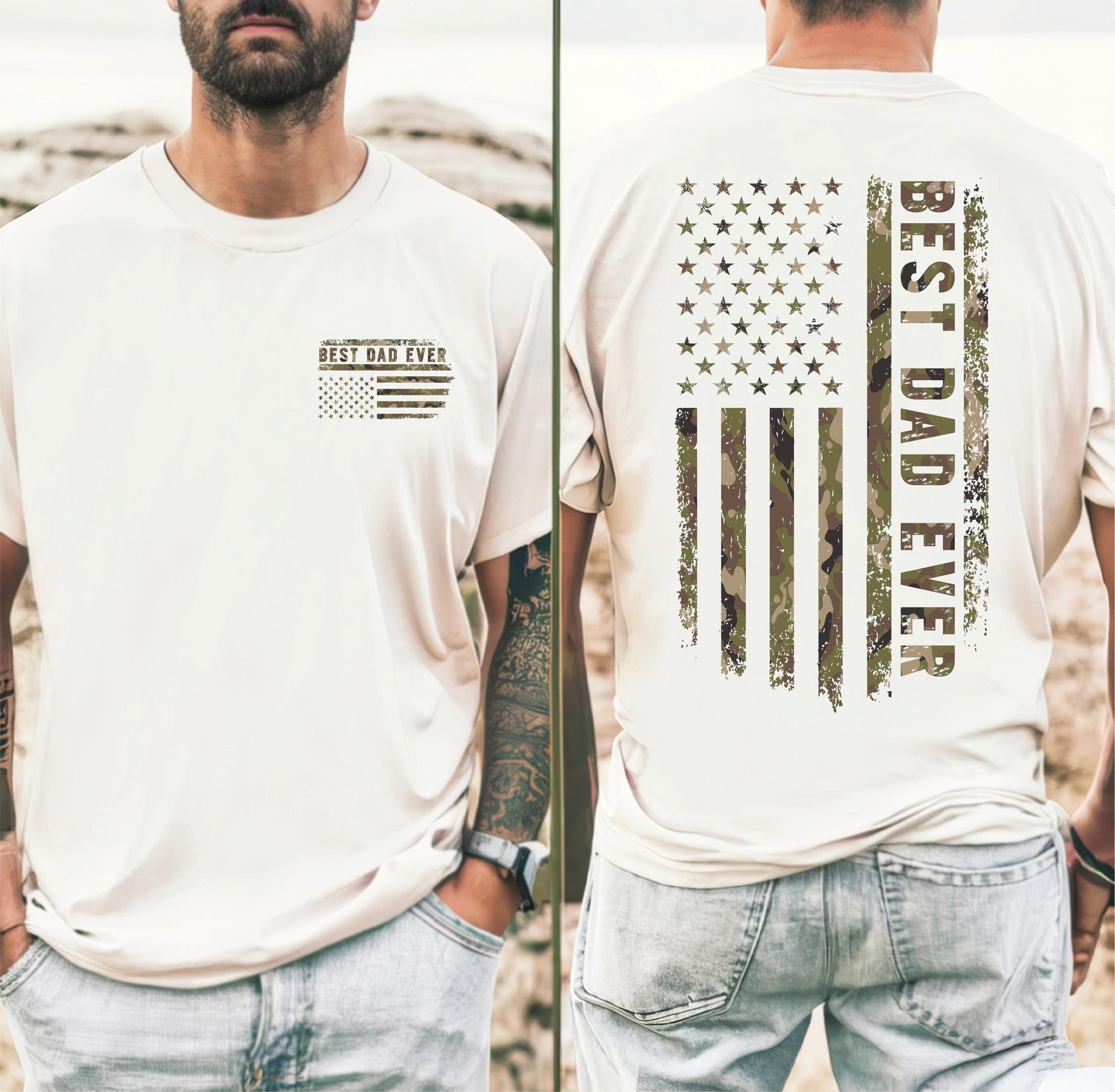 Comfort Colors Best Dad Ever Shirt, Camo American Flag Tee, Patriotic Dad, Fathers Day Gift, S1293