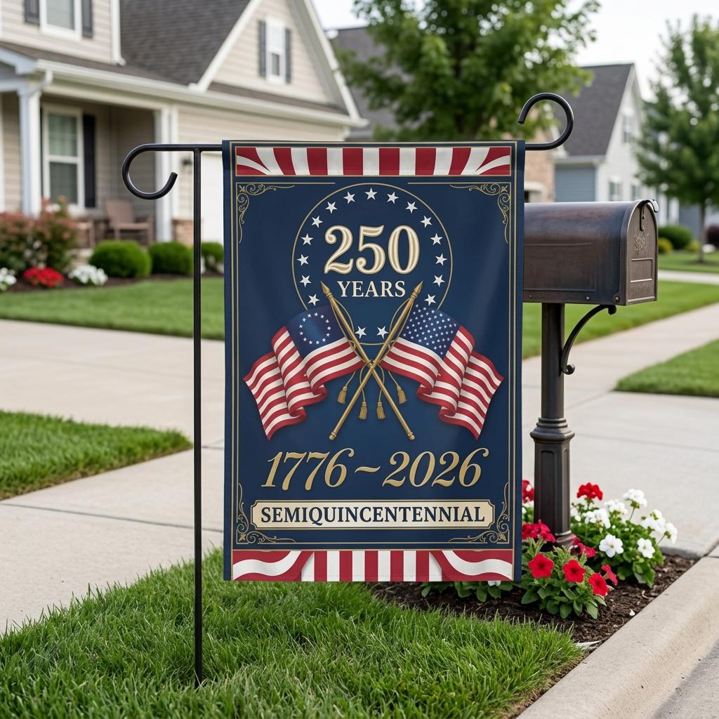 USA 250 Years Garden Flag, 1776-2026 Semiquincentennial Yard Banner, Patriotic American Anniversary Decor, 250th Celebration Outdoor Sign