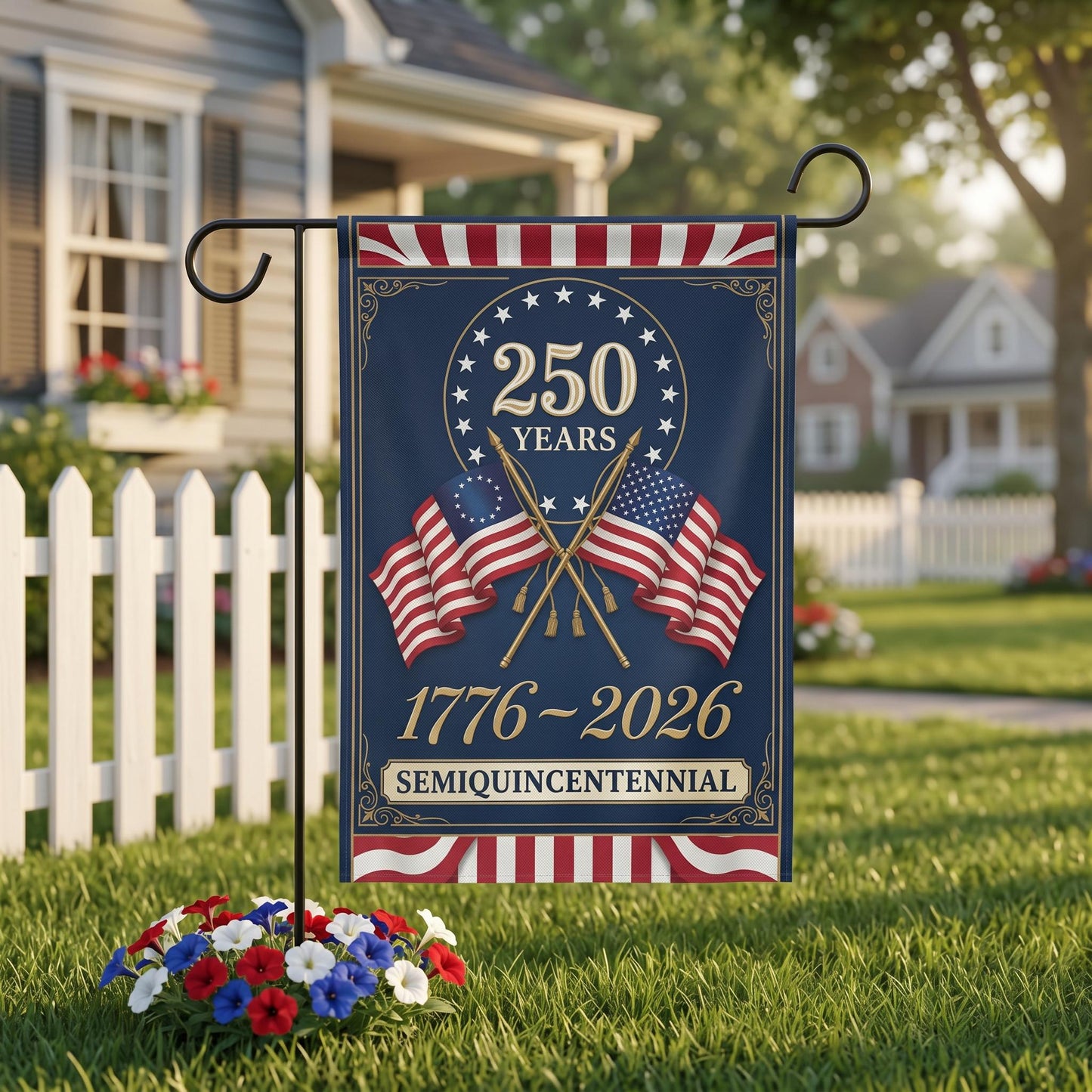 USA 250 Years Garden Flag, 1776-2026 Semiquincentennial Yard Banner, Patriotic American Anniversary Decor, 250th Celebration Outdoor Sign