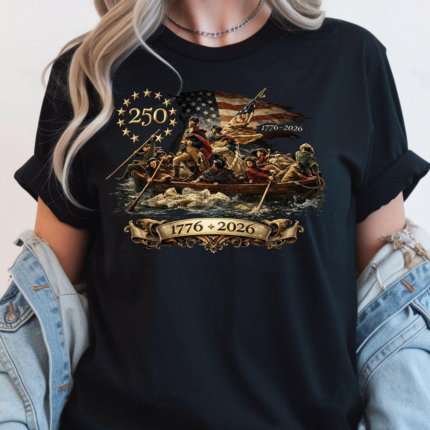 Washington Crossing The Delaware Comfort Colors Shirt, Patriotic USA 250th Anniversary T-shirt 1776-2026, Vintage American History Tee.