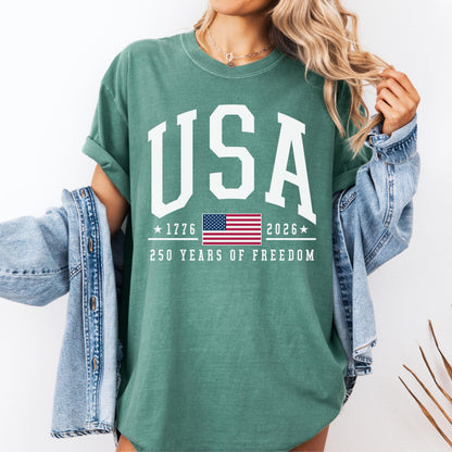 Comfort Colors® 250 Years of Freedom USA Shirt - 1776 -2026 American Flag - American Birthday - USA 250 Years of Freedom T-shirt - July 4th
