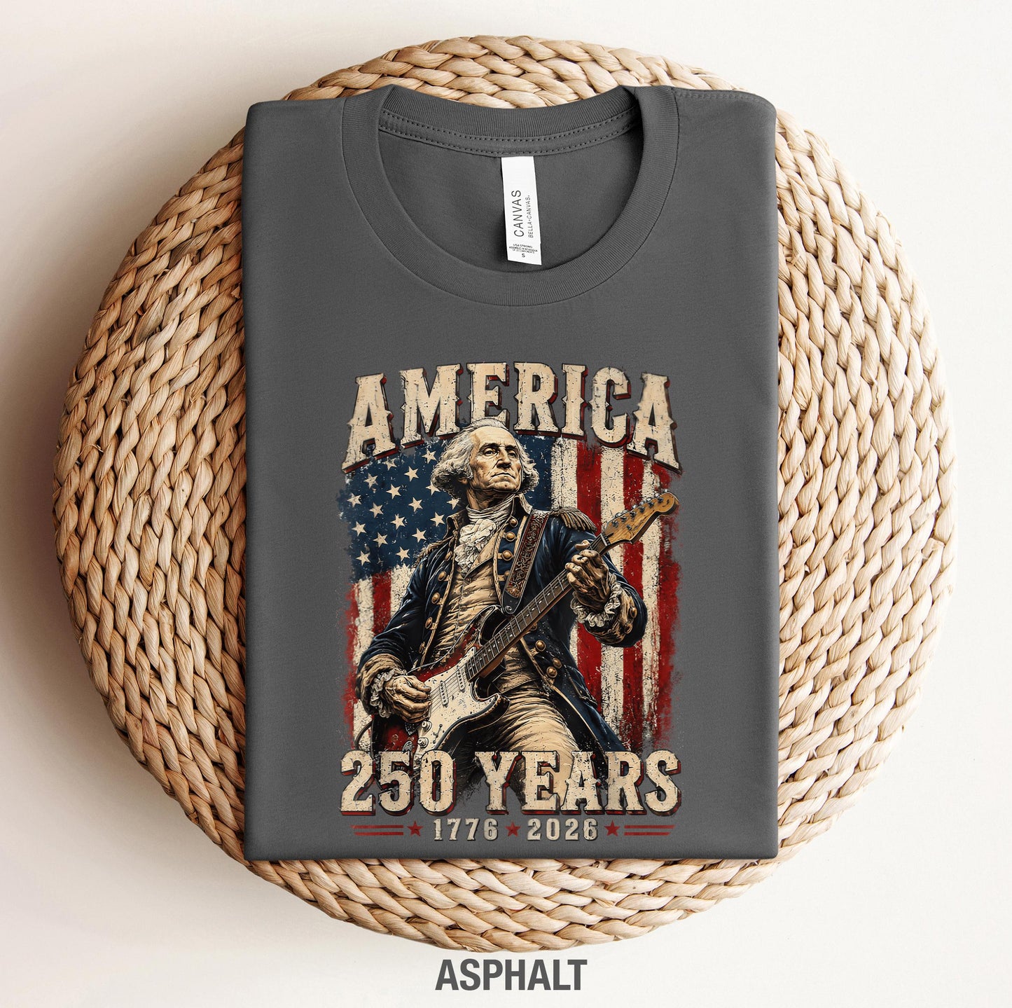 George Washington Guitar USA 250 Years of Freedom Shirt, 1776-2026 American Anniversary Shirt, 4th of July T-Shirt, USA Independence Day Tee