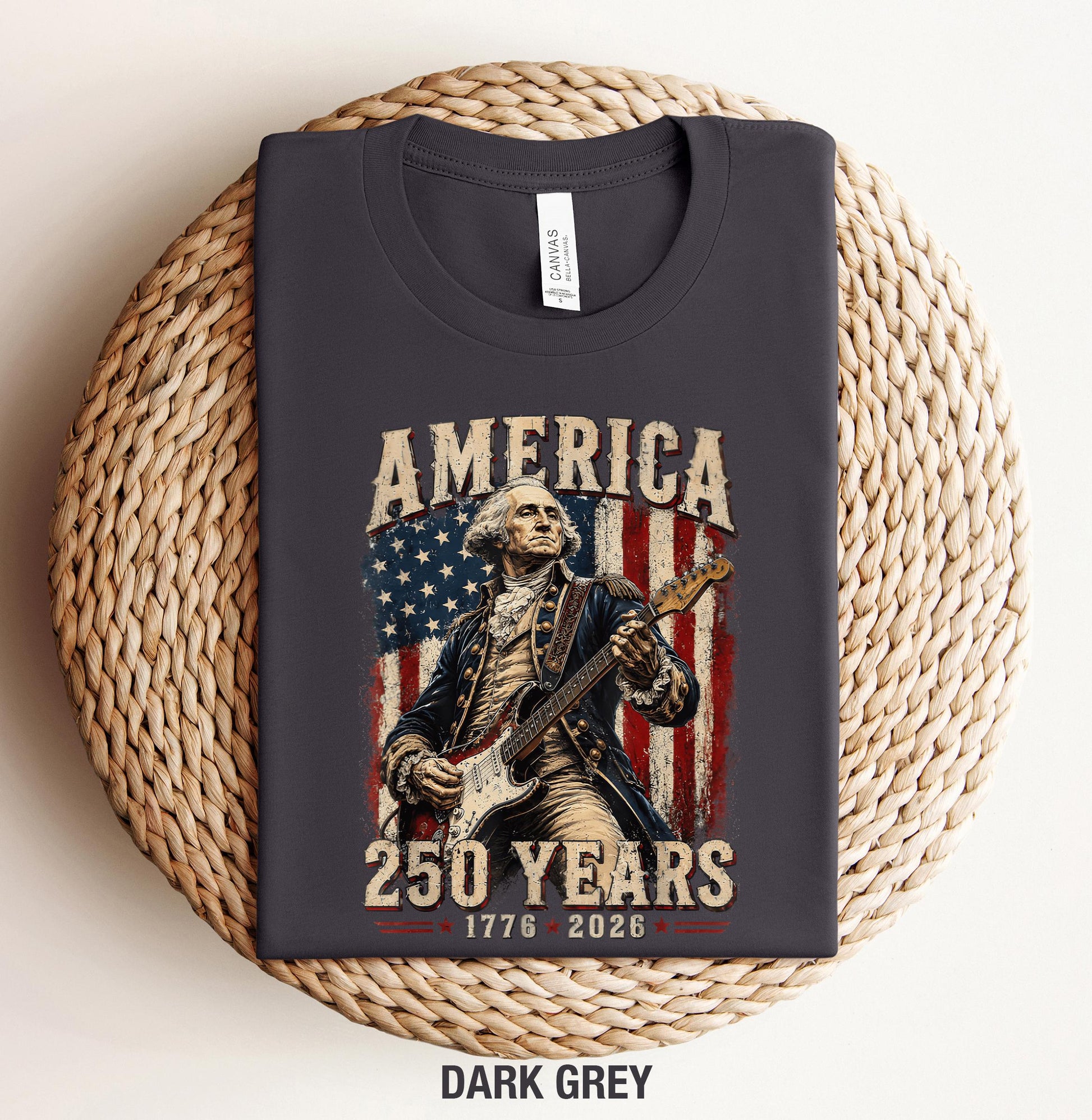 George Washington Guitar USA 250 Years of Freedom Shirt, 1776-2026 American Anniversary Shirt, 4th of July T-Shirt, USA Independence Day Tee