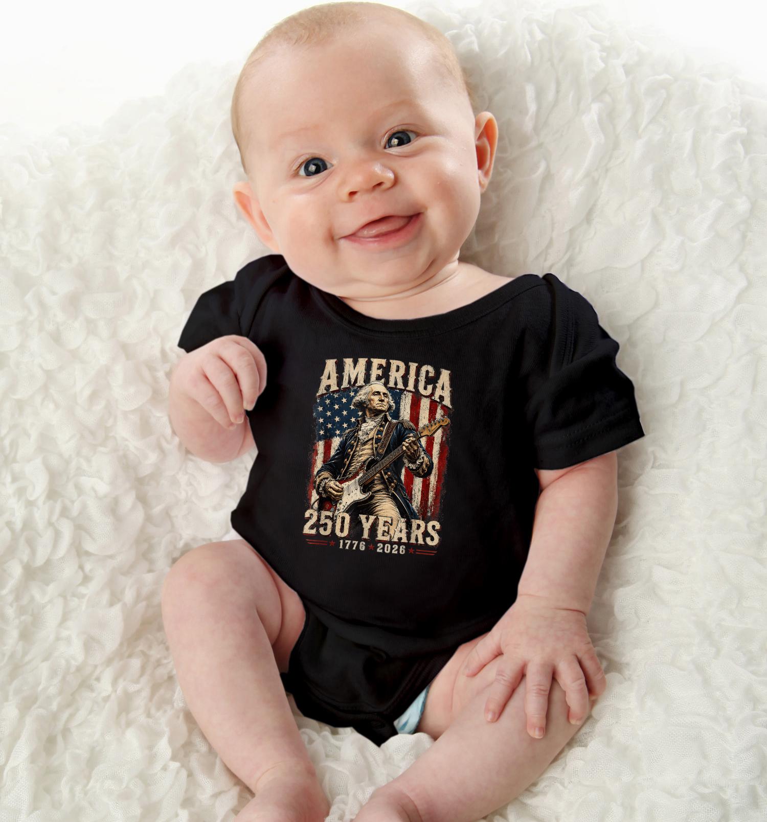George Washington Guitar USA 250 Years of Freedom Shirt, 1776-2026 American Anniversary Shirt, 4th of July T-Shirt, USA Independence Day Tee