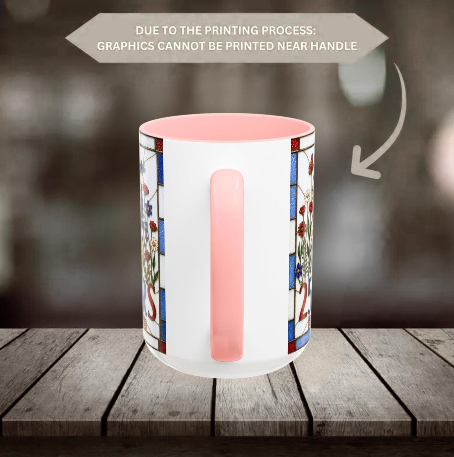 America 250 Faux Stained Glass Mug, Wildflower Coffee Mug, Floral Patriotic Cup, Independence Day Gift