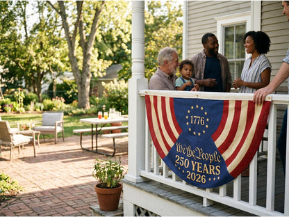 Patriotic Semicircle Fence Flag, 1776 250 Years 2026 Americana Yard Decor, Lightweight July 4th Gift For Family Home Porch Bunting