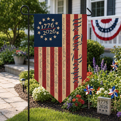 USA 250th Anniversary Triangular Flag, We The People 1776-2026 Garden Banner, Patriotic Outdoor Decor