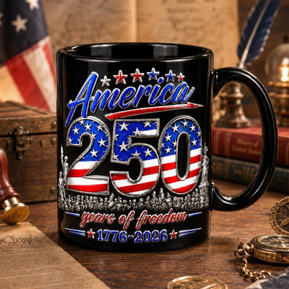 USA 250th Anniversary Accent Mug, Patriotic 1776 2026 Coffee Cup, 4th Of July Independence Day Flag Gift Mug,