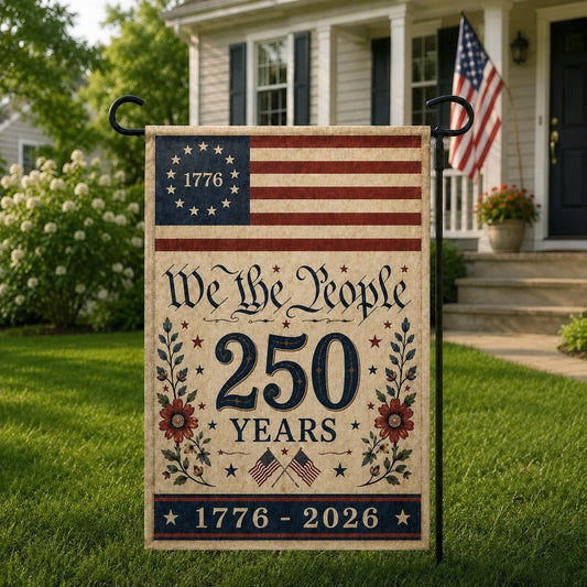 250 Years Garden Flag, We The People Flag Decor, Vintage America 250 Porch Decor, Patriotic Banner, America 250 Years Flag, Independence Day