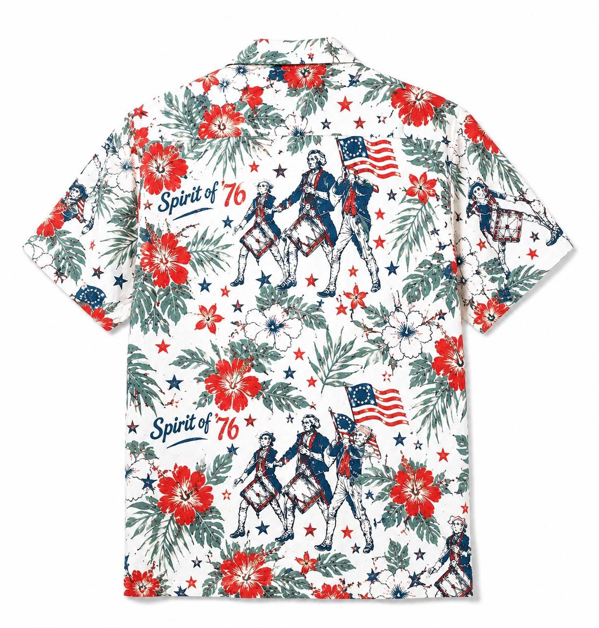 Spirit Of 76 Hawaiian Shirt, Patriotic America Aloha Shirt, Vintage USA Flag Tropical Shirt For Men July 4th Gift