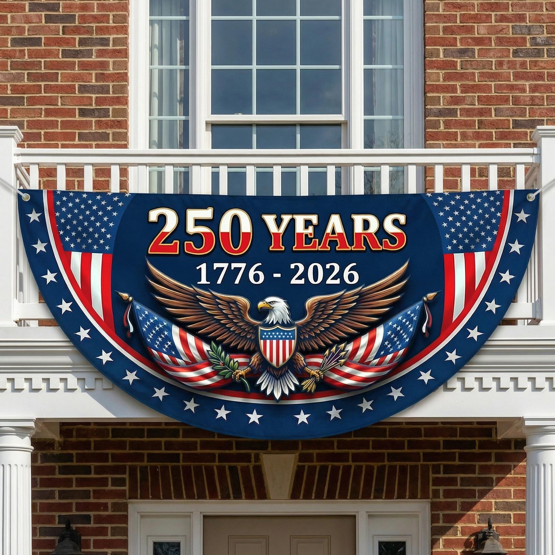 America 250th Anniversary Patriotic Bunting Banner,1776 2026 Let Freedom Ring Porch Decor,250th Anniversary USA Semi-Circular Flag MS374