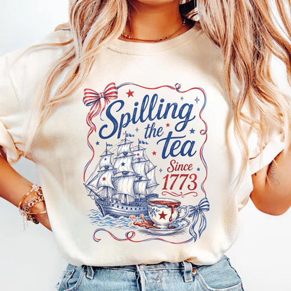 Spilling The Tea Since 1773 Vintage Us History Teacher T-Shirt