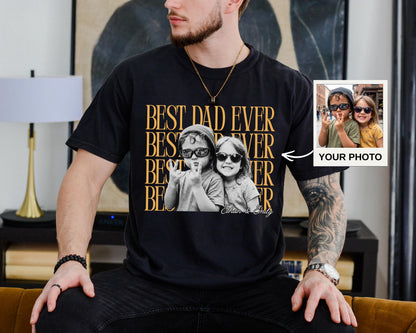 Personalized Custom Comfort Colors Dad Shirt, Personalized Fathers Day Shirt With Kids Photo, Funny Dad Shirt, Best Dad Ever Shirt