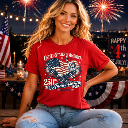 4th of July America 250th Anniversary Comfort Colors T-Shirt, Patriotic Independence Day Tee