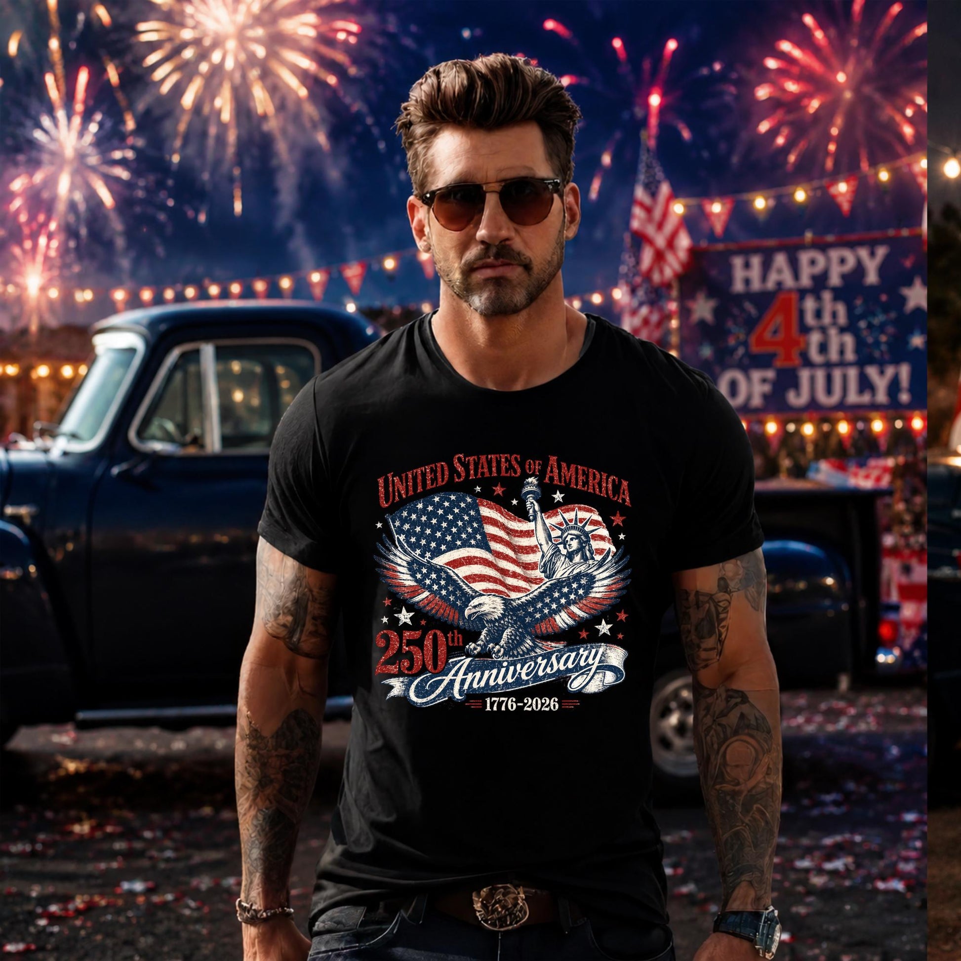4th of July America 250th Anniversary Comfort Colors T-Shirt, Patriotic Independence Day Tee