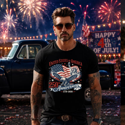 4th of July America 250th Anniversary Comfort Colors T-Shirt, Patriotic Independence Day Tee