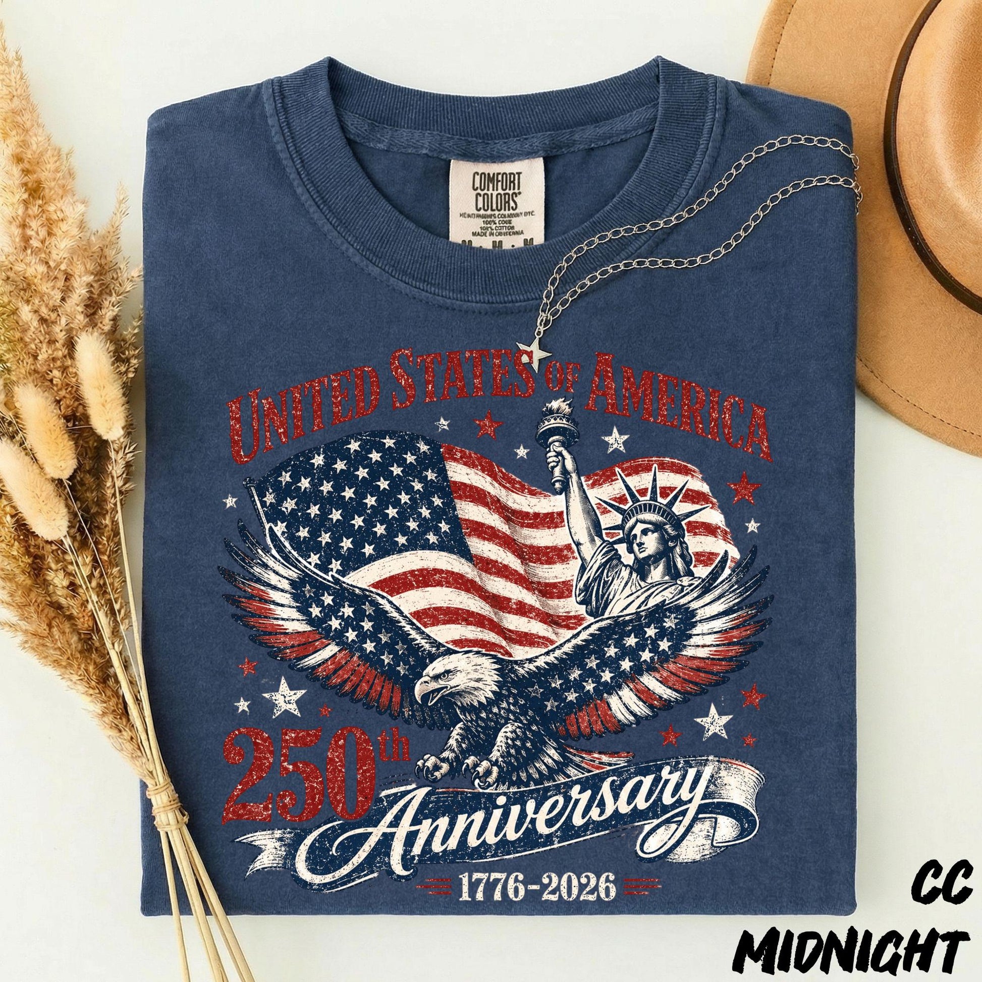 4th of July America 250th Anniversary Comfort Colors T-Shirt, Patriotic Independence Day Tee