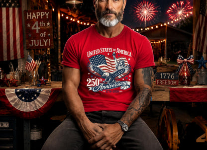 4th of July America 250th Anniversary Comfort Colors T-Shirt, Patriotic Independence Day Tee