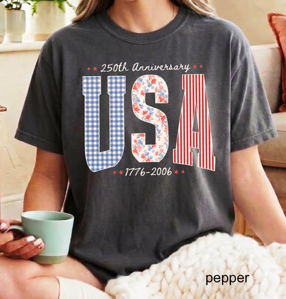 Comfort Colors© USA 250th Anniversary Shirt, 1776–2026 Patriotic T-shirt, 4th of July Tee, Retro Independence Day Gift