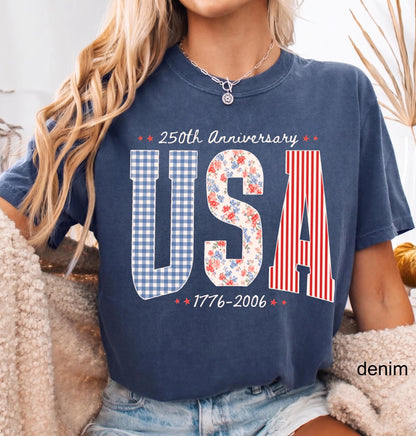 Comfort Colors© USA 250th Anniversary Shirt, 1776–2026 Patriotic T-shirt, 4th of July Tee, Retro Independence Day Gift