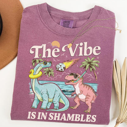 The Vibe Is In Shambles Shirt, Funny Dinosaur Crewneck, Cute Mental Health Tee Gift, Gift For Her, Comfort Colors®, Trendy Beach Graphic Tee