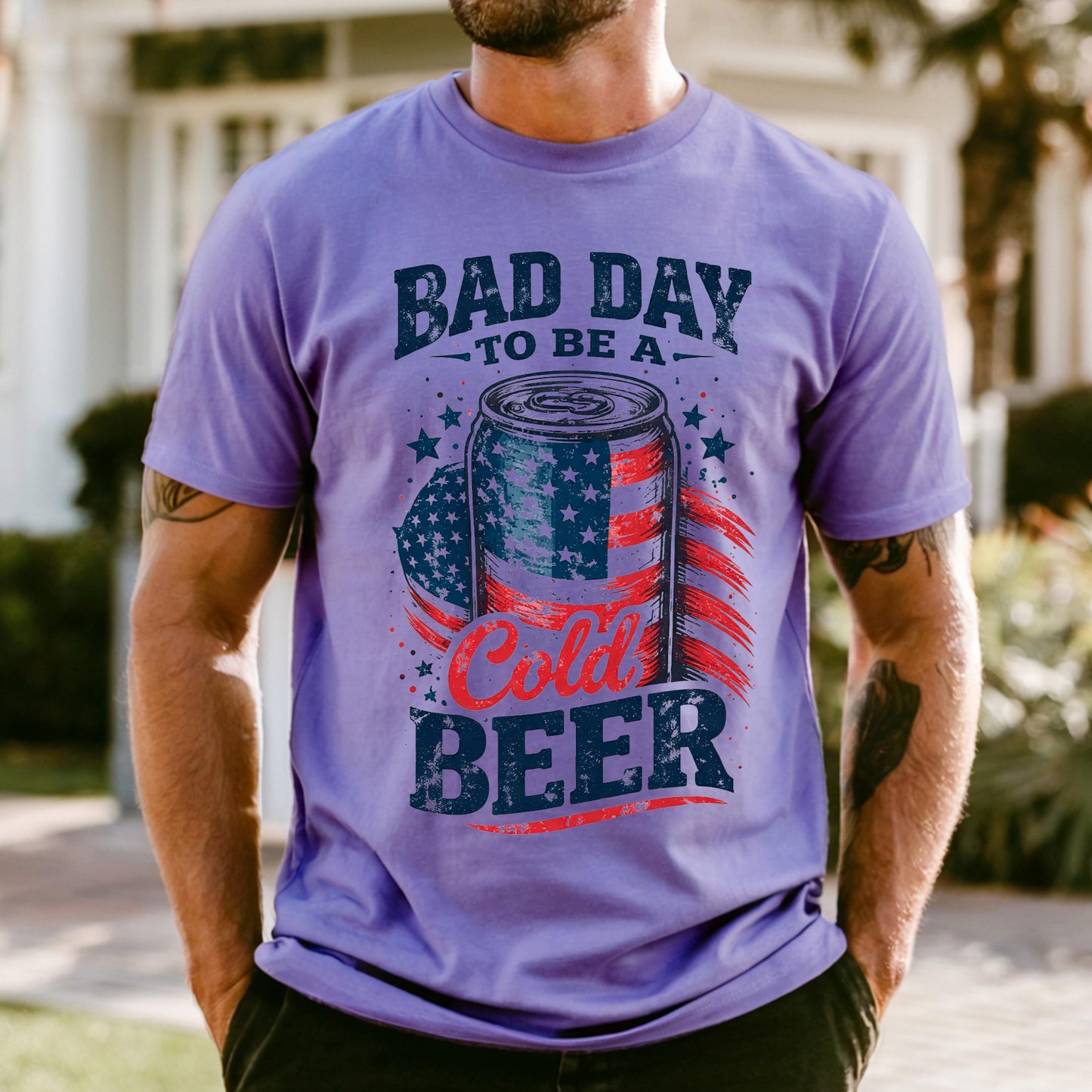 Comfort Colors It’s a Bad Day to Be a Cold Beer Shirt, Funny 4th of July Shirt, American Flag Tee, Patriotic Drinking, Independence Day