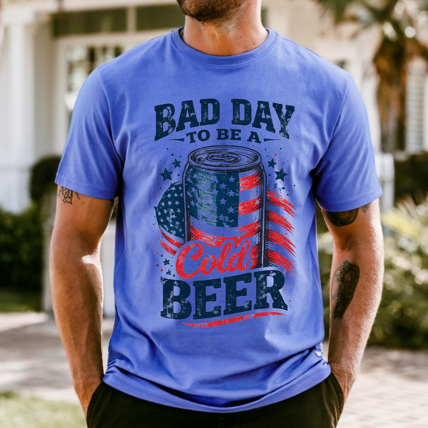 Comfort Colors It’s a Bad Day to Be a Cold Beer Shirt, Funny 4th of July Shirt, American Flag Tee, Patriotic Drinking, Independence Day