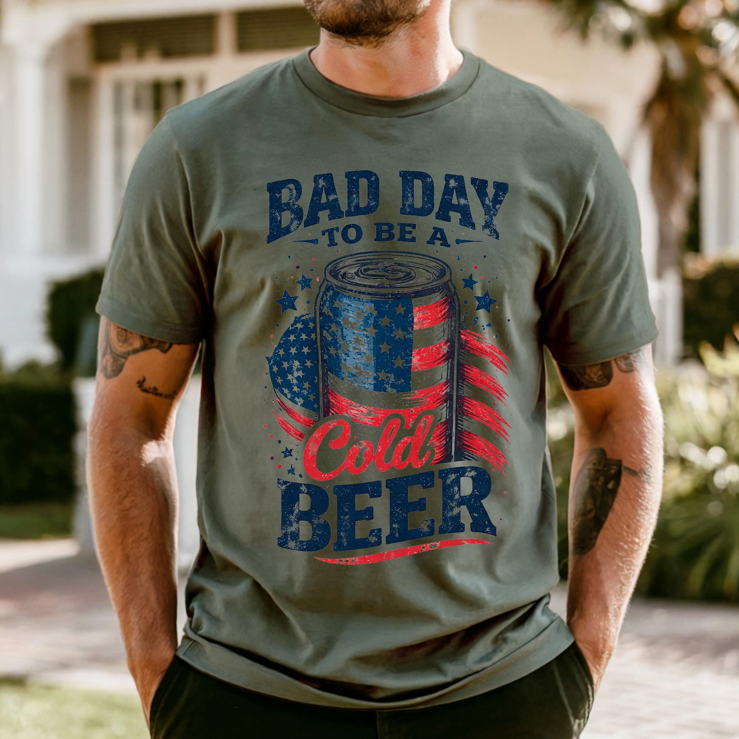 Comfort Colors It’s a Bad Day to Be a Cold Beer Shirt, Funny 4th of July Shirt, American Flag Tee, Patriotic Drinking, Independence Day