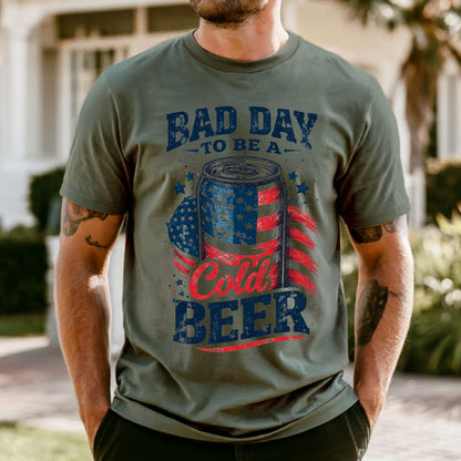 Comfort Colors It’s a Bad Day to Be a Cold Beer Shirt, Funny 4th of July Shirt, American Flag Tee, Patriotic Drinking, Independence Day