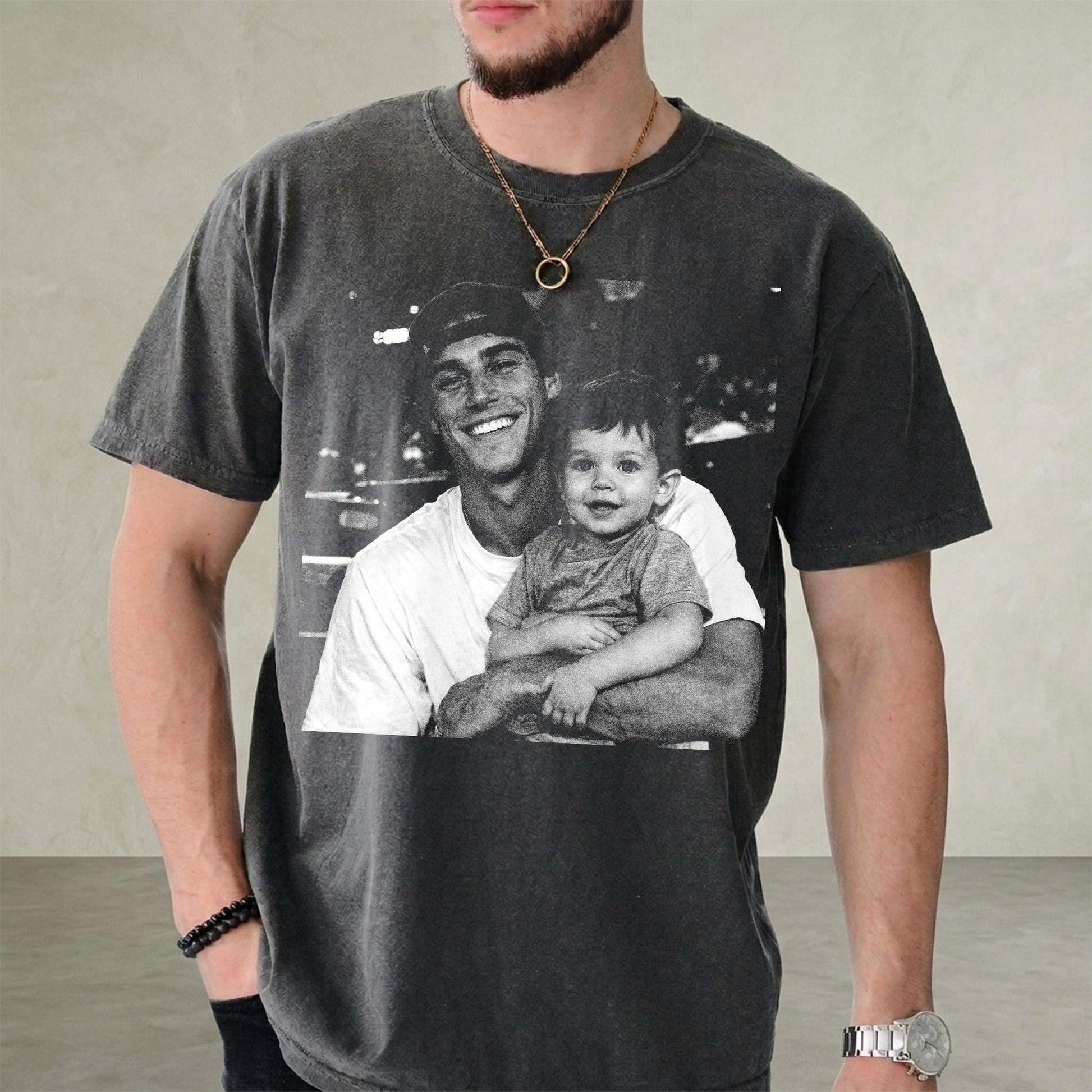 Custom Photo Dad Line Art Shirt, Father's Day Minimalist Portrait Tee