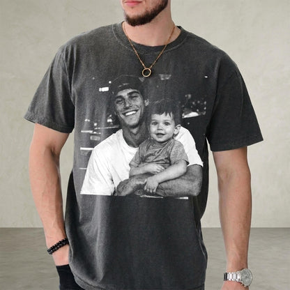 Custom Photo Dad Line Art Shirt, Father's Day Minimalist Portrait Tee