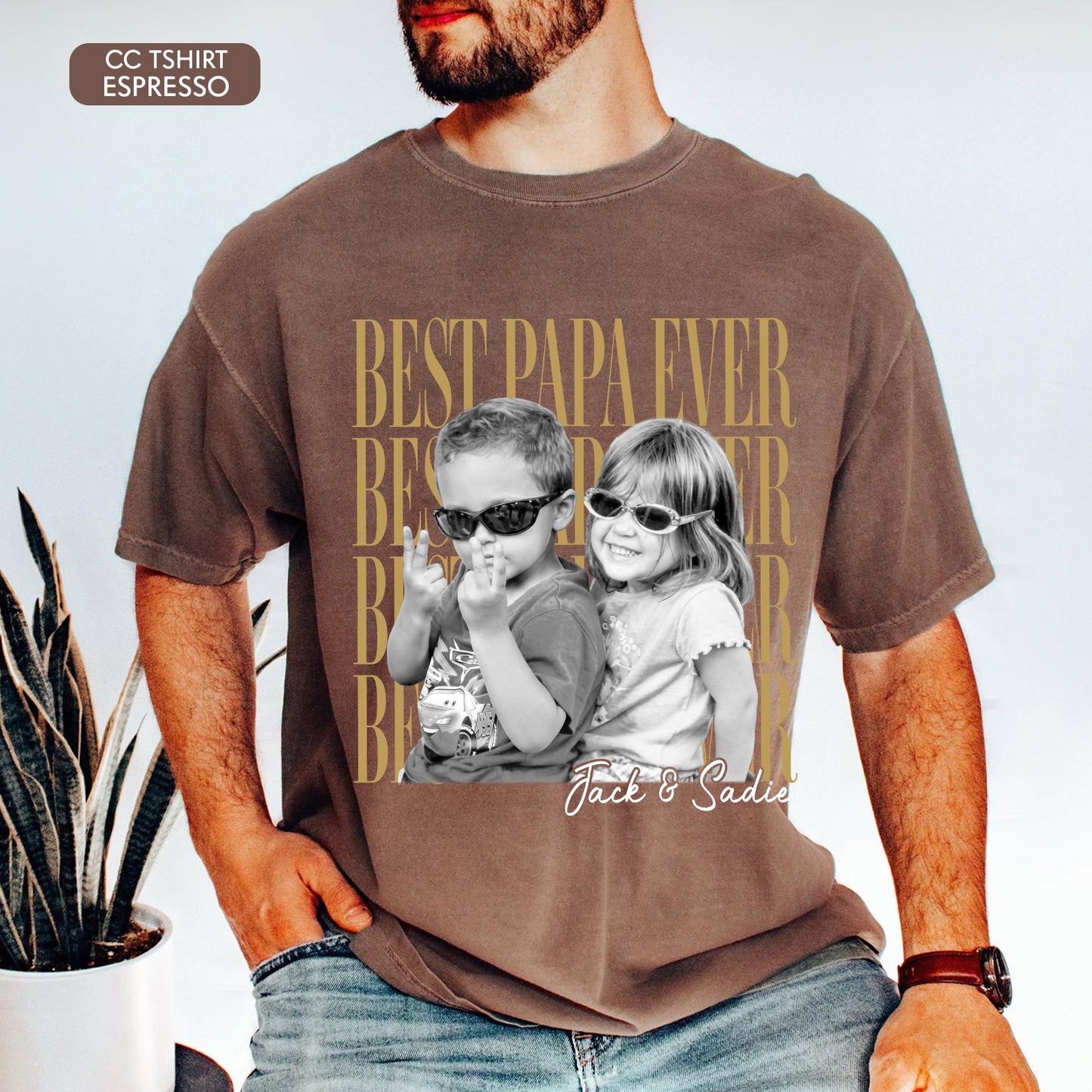 Comfort Colors Custom Photo Grandpa Shirt, Father's Day Gift for Grandpa, Best Papa Ever, Grandparent Shirt from Grandkids, Pop Pop Gift