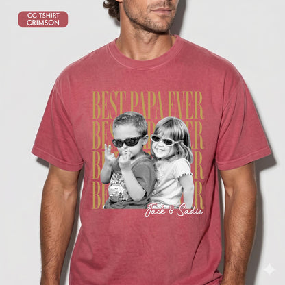 Comfort Colors Custom Photo Grandpa Shirt, Father's Day Gift for Grandpa, Best Papa Ever, Grandparent Shirt from Grandkids, Pop Pop Gift