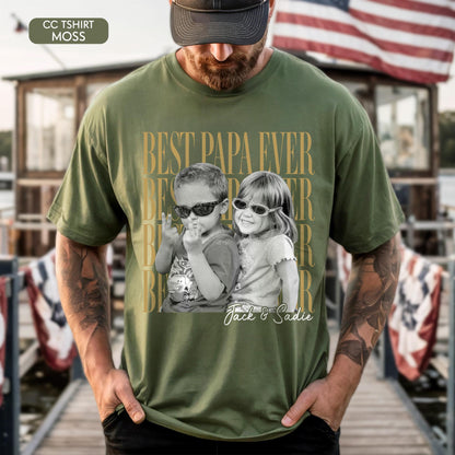Comfort Colors Custom Photo Grandpa Shirt, Father's Day Gift for Grandpa, Best Papa Ever, Grandparent Shirt from Grandkids, Pop Pop Gift