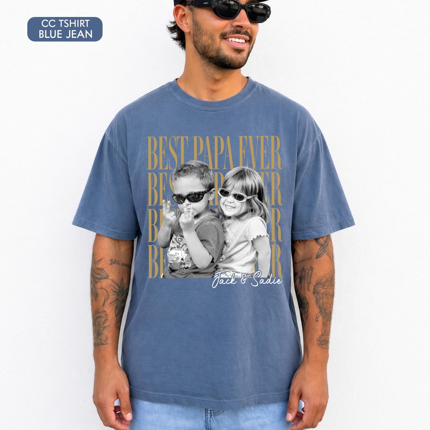Comfort Colors Custom Photo Grandpa Shirt, Father's Day Gift for Grandpa, Best Papa Ever, Grandparent Shirt from Grandkids, Pop Pop Gift