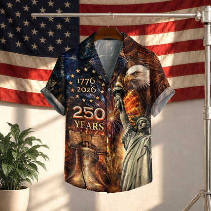 USA 250th Anniversary Hawaiian Shirt, 250 Years of Freedom Aloha Shirt, We The People America Summer Shirt, Fourth of July Gift