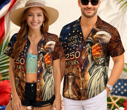 USA 250th Anniversary Hawaiian Shirt, 250 Years of Freedom Aloha Shirt, We The People America Summer Shirt, Fourth of July Gift