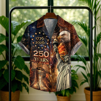 USA 250th Anniversary Hawaiian Shirt, 250 Years of Freedom Aloha Shirt, We The People America Summer Shirt, Fourth of July Gift
