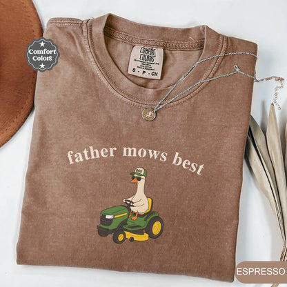 Comfort Colors Father Mows Best, Funny Goose Father's Day Gift,Goose Lawn Mower Tee,Father's Day Dad Shirt, Gift for Dad Who Loves Lawn Care