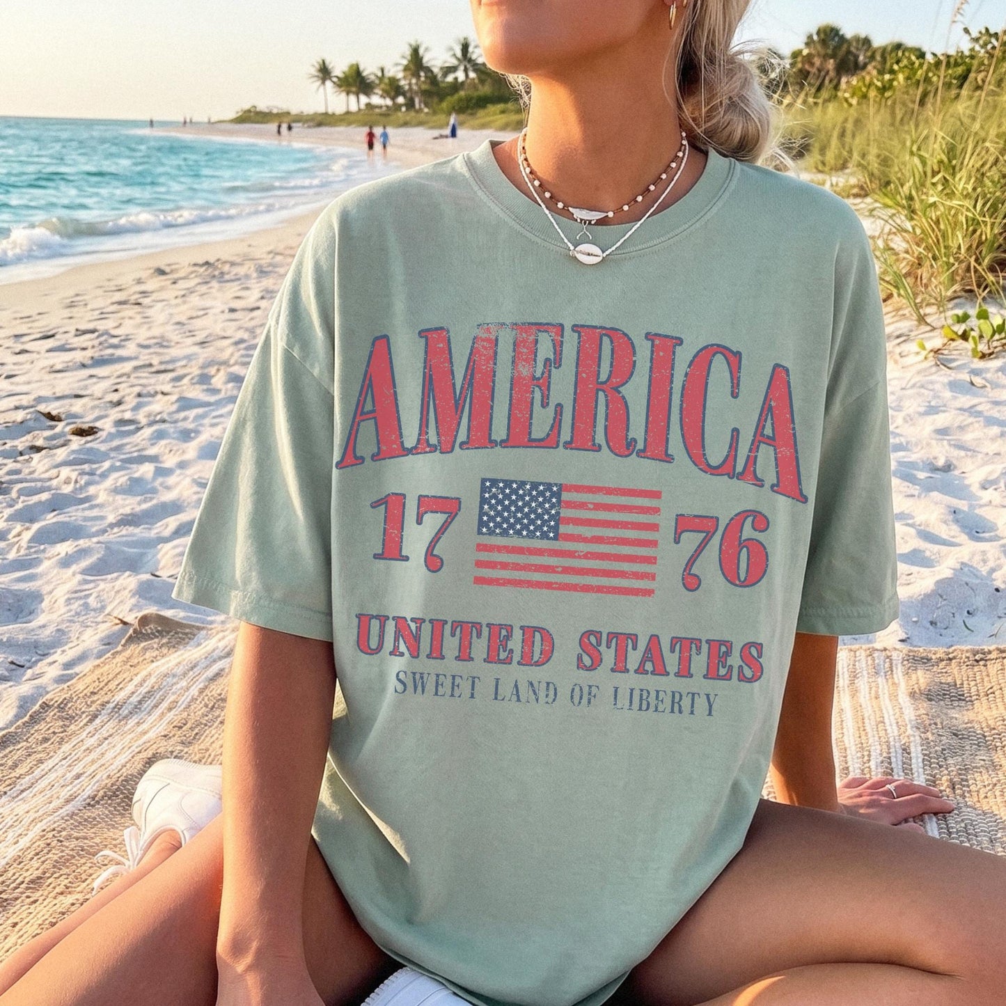 Retro America 4th Of July Shirt Preppy Fourth of July Tshirt Trendy Oversized USA Tee Aesthetic Patriotic Shirt Comfort Colors Cute Summer