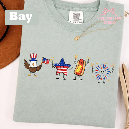 Cute 4th Of July Shirt, Patriotic Eagle Star Hotdog Firework Tee, Funny America Shirt, Comfort Colors Unisex USA Tee, Independence Day Gift