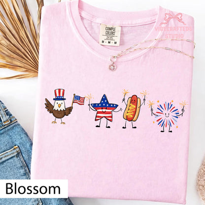 Cute 4th Of July Shirt, Patriotic Eagle Star Hotdog Firework Tee, Funny America Shirt, Comfort Colors Unisex USA Tee, Independence Day Gift