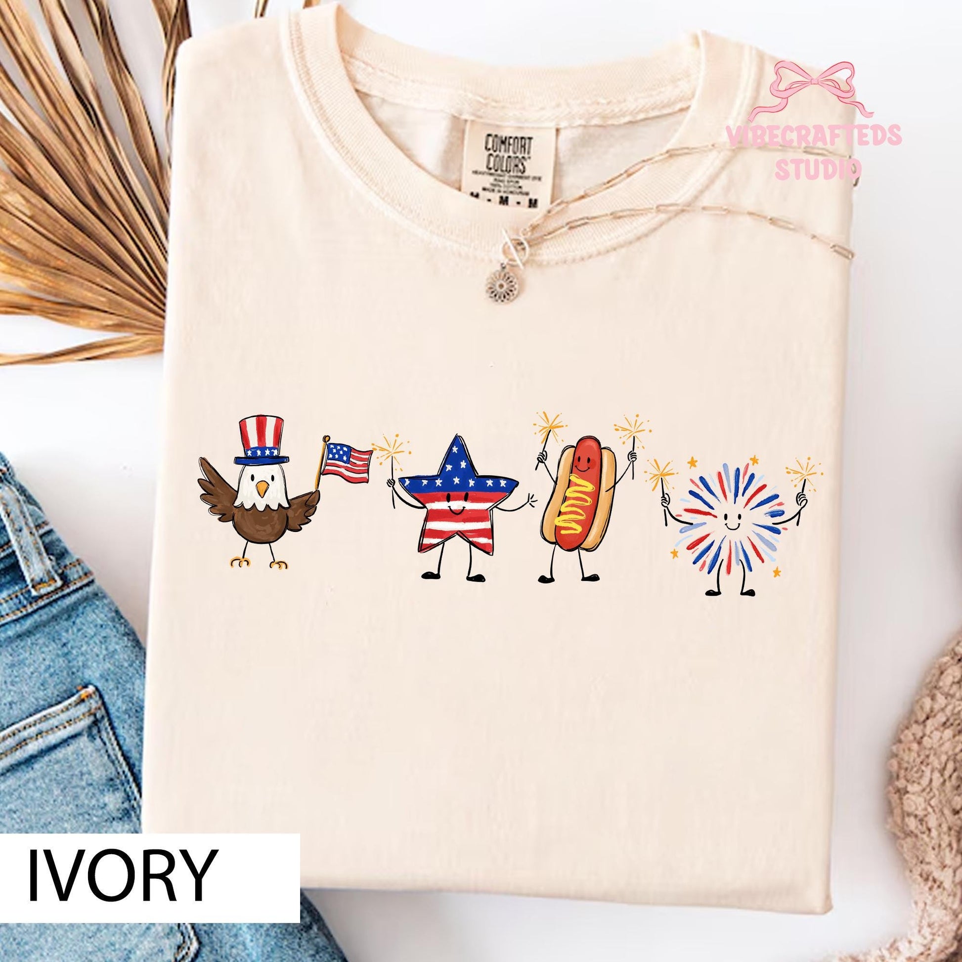 Cute 4th Of July Shirt, Patriotic Eagle Star Hotdog Firework Tee, Funny America Shirt, Comfort Colors Unisex USA Tee, Independence Day Gift