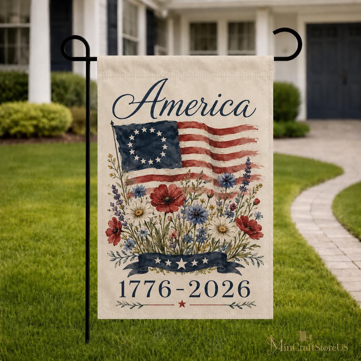 USA 250th Anniversary Garden Flag 1776-2026 Patriotic Outdoor Decor American Semiquincentennial Yard Banner