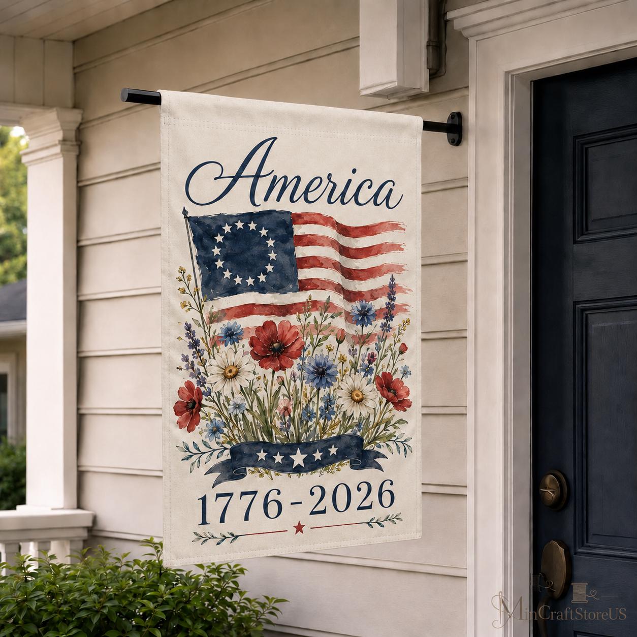 USA 250th Anniversary Garden Flag 1776-2026 Patriotic Outdoor Decor American Semiquincentennial Yard Banner