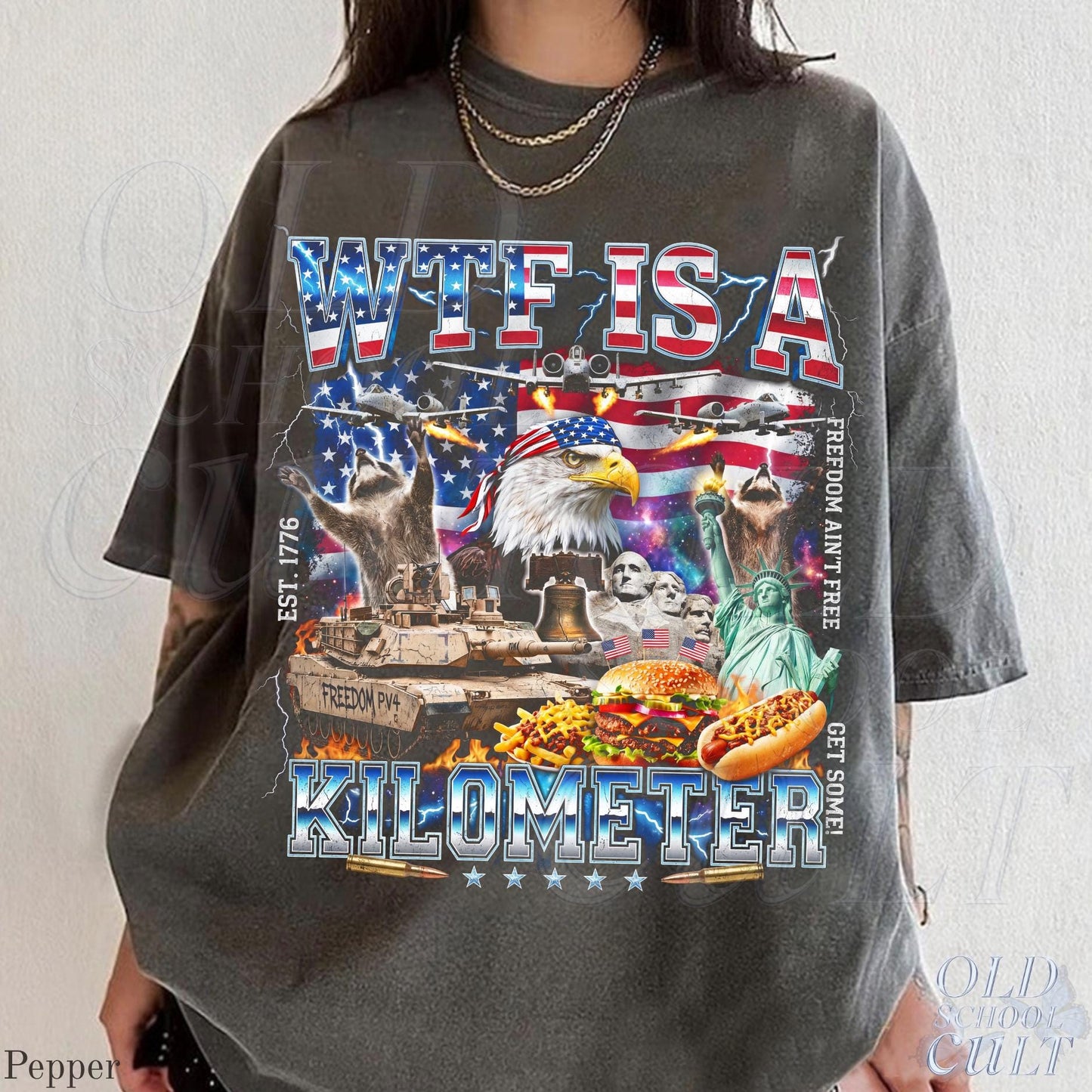 WTF Is A Kilometer Shirt Funny USA Patriotic Graphic Tee Vintage American Eagle Meme T Shirt 4th Of July Retro Freedom Unisex Gift
