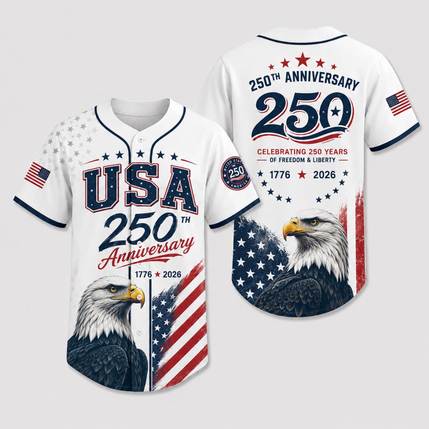 USA 250th Anniversary Baseball Jersey, Patriotic Eagle Shirt, America 1776–2026 Jersey, 4th of July Gifts