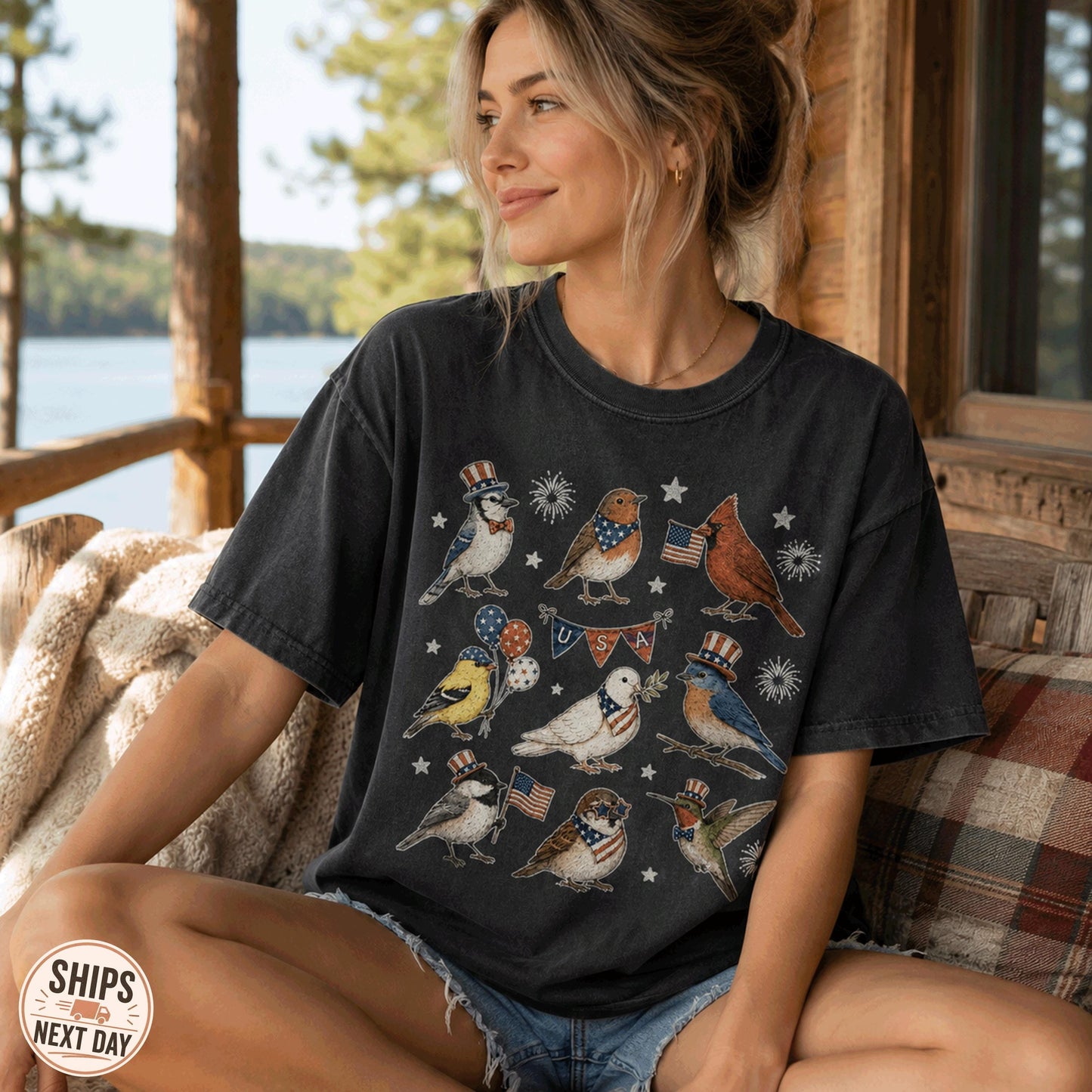 USA 250th Anniversary Bird Comfort Colors®, Patriotic American Birds Tee, Vintage Independence Day Animal Top, Comfort Colors® USA Gift Tee