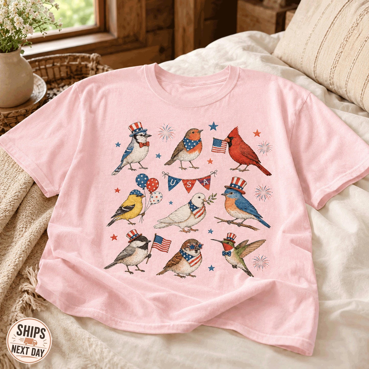 USA 250th Anniversary Bird Comfort Colors®, Patriotic American Birds Tee, Vintage Independence Day Animal Top, Comfort Colors® USA Gift Tee