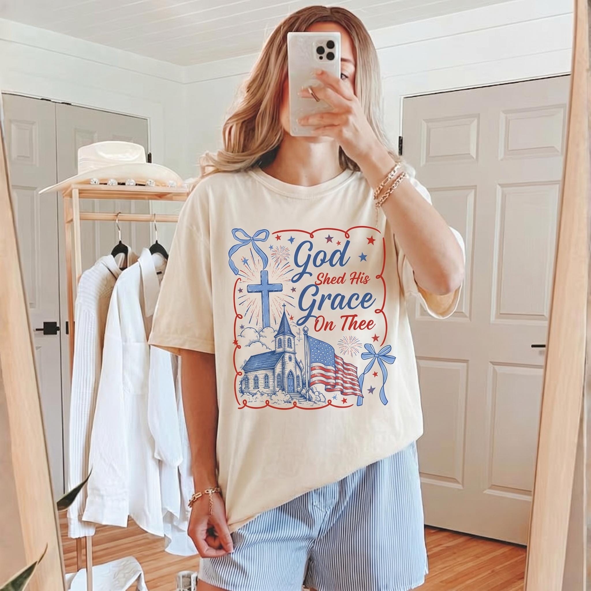 God Shed His Grace On Thee Shirt, Patriotic 4th of July T-Shirt, American Flag Tee, USA Shirt Independence Day Gift
